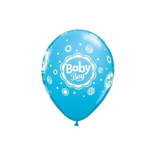 6 11" printed Baby Boy balloons - Robin´s Egg Qualatex