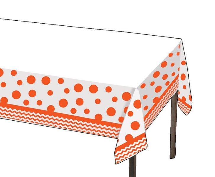 Towel with "Polka Dots / Zigzag" printed stripe - Orange