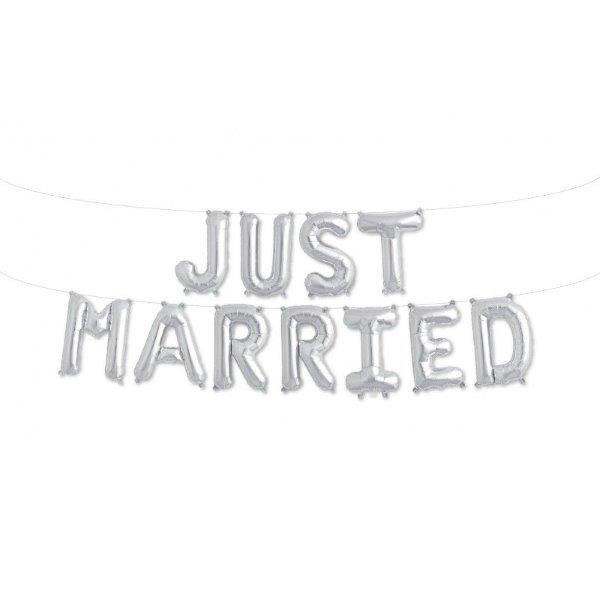 Balloon Kit 16" (41cm) Just Married - Silver NorthStar