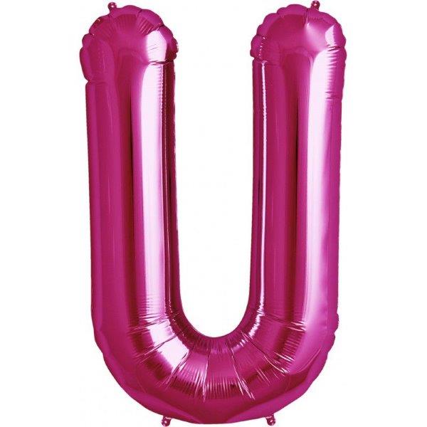 34" Letter U Foil Balloon - Pink NorthStar