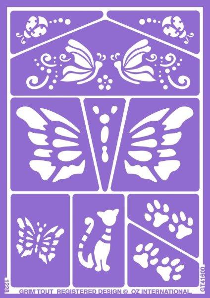 Stencil Sheet - Cat and Butterflies GrimTout