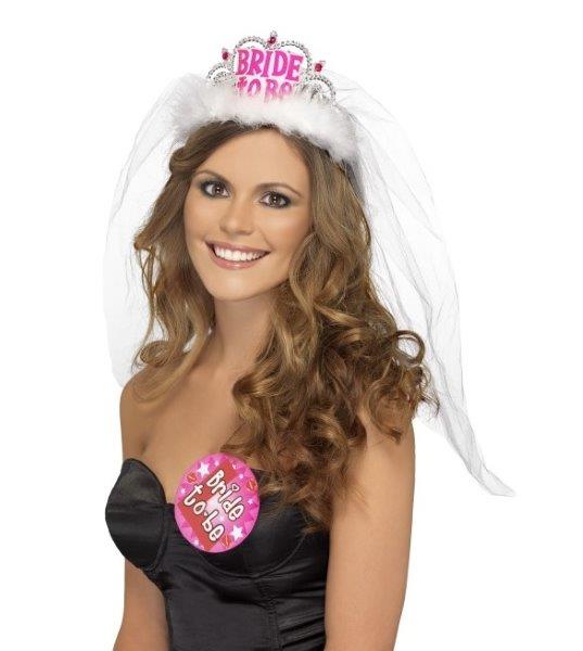 "Bride to Be" Tiara With Veil - Bachelorette Party Smiffys