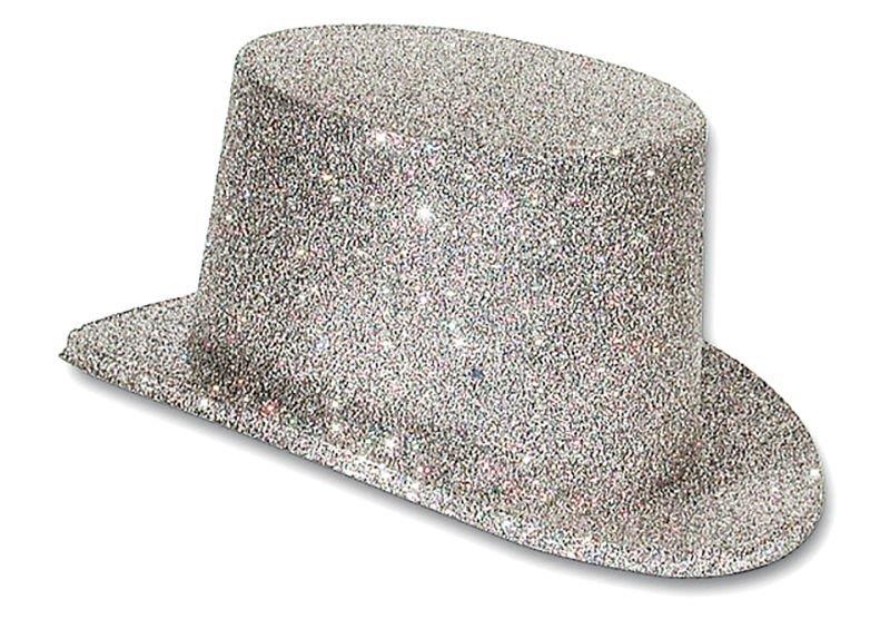 Glitter Top Hat - Silver XiZ Party Supplies