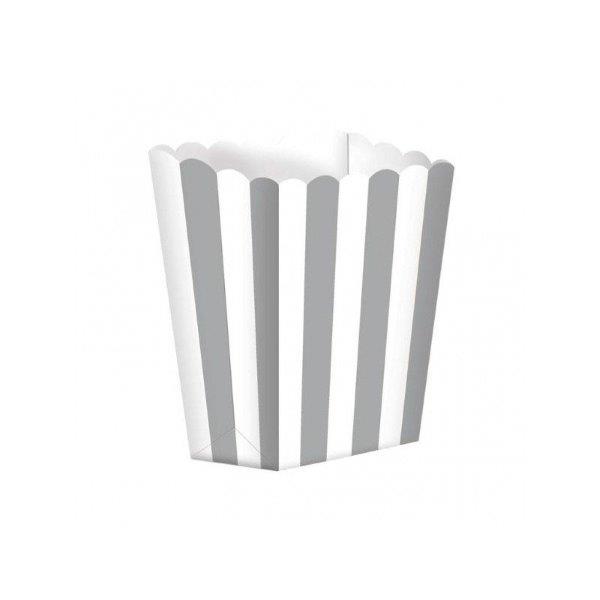 5 Bags of Striped Popcorn - Silver Amscan