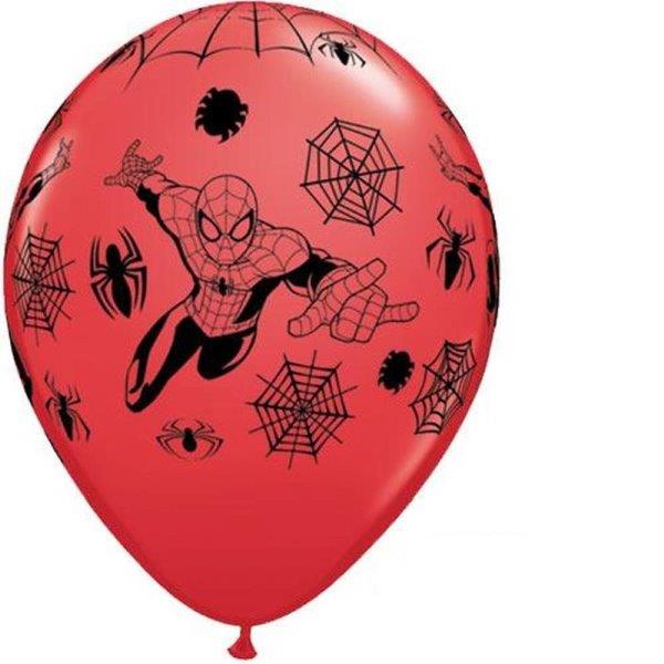 6 12" Spiderman printed balloons Qualatex