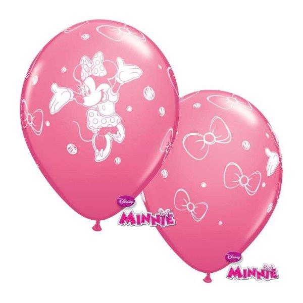6 Balões Impressos 11" - Minnie - Rosa Verbetena