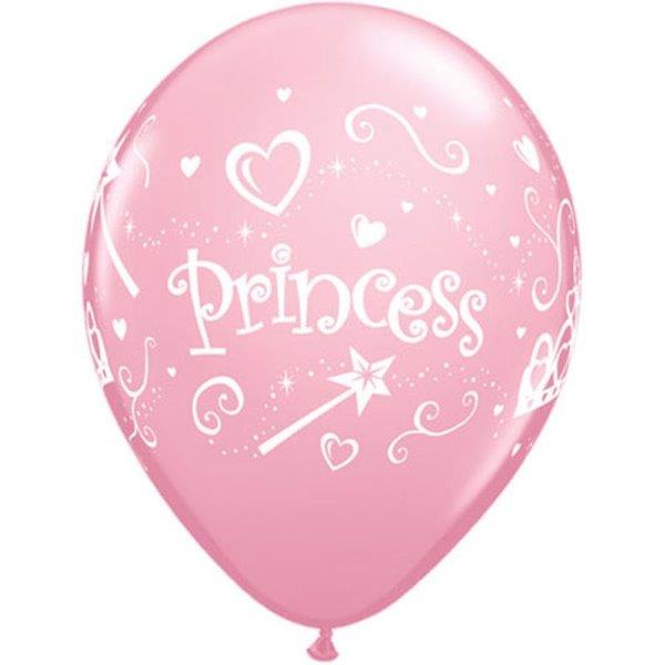 6 Princess printed balloons - Pink Qualatex