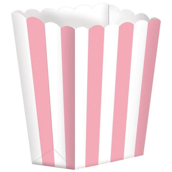 5 Bags of Striped Popcorn - Baby Pink Amscan