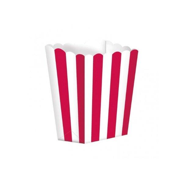 5 Bags of Striped Popcorn - Red