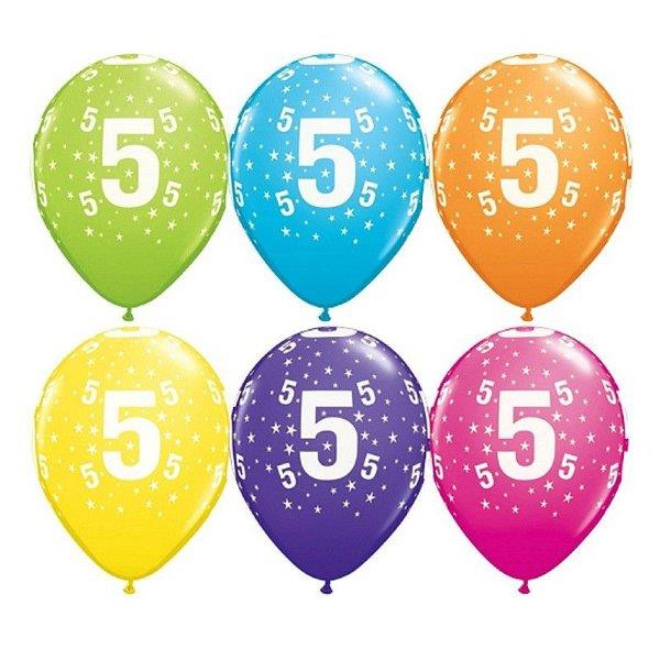 6 printed balloons Birthday nº5 - Tropical Qualatex