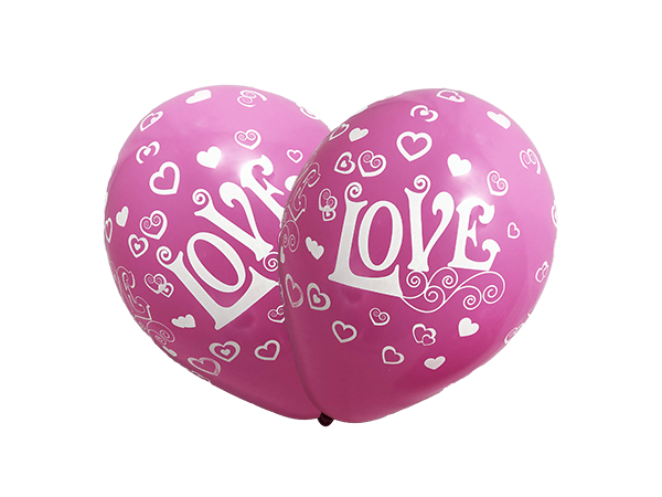 Saco de 10 Balões Impressos "Love" - Rosa