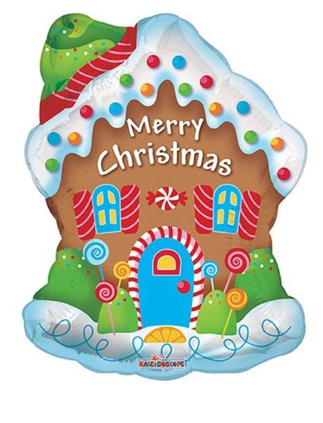 Globo Foil 36" Casa de Navidad - Gingerbread House Kaleidoscope