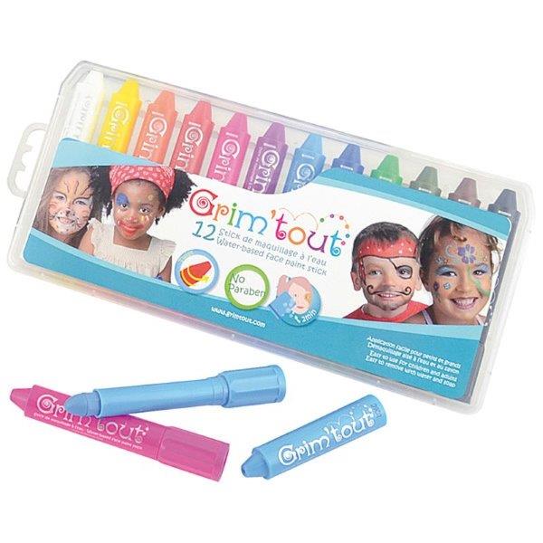 Case of 12 colored makeup pencils