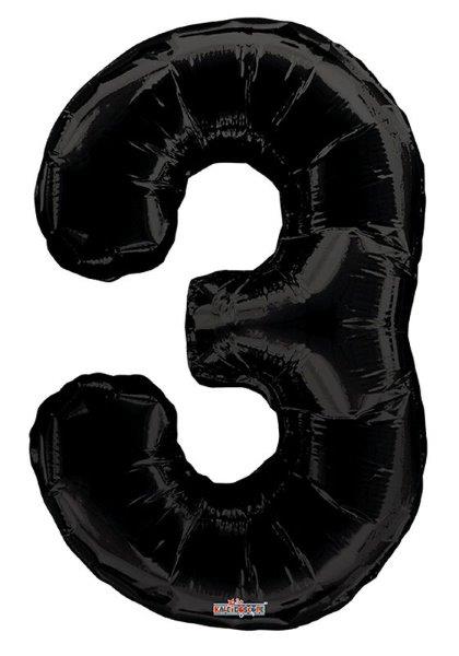 Balão Foil 34" nº 3 - Preto