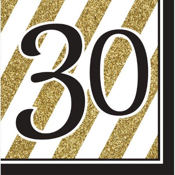 Black & Gold 30 Years Napkins