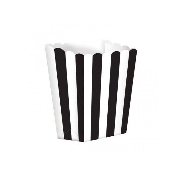 5 Striped Popcorn Bags - Black Amscan