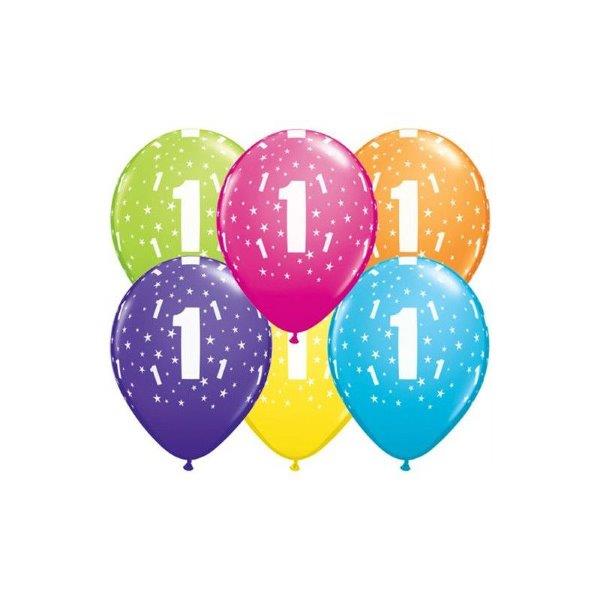 6 printed balloons Birthday nº1 - Tropical Qualatex