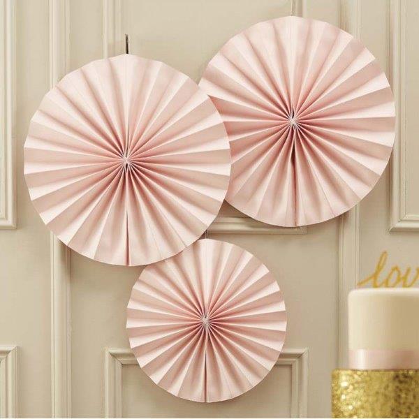 3 Paper Fans - Baby Pink