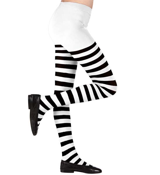 Black/White Striped Tights - 7/10 Years