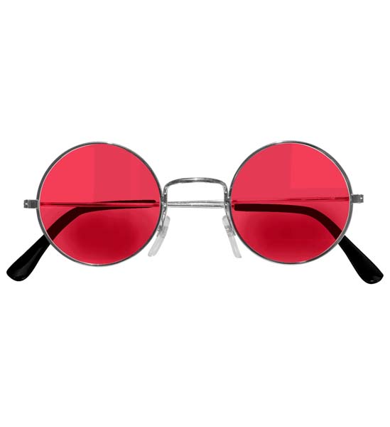 Round Glasses with Red Lenses