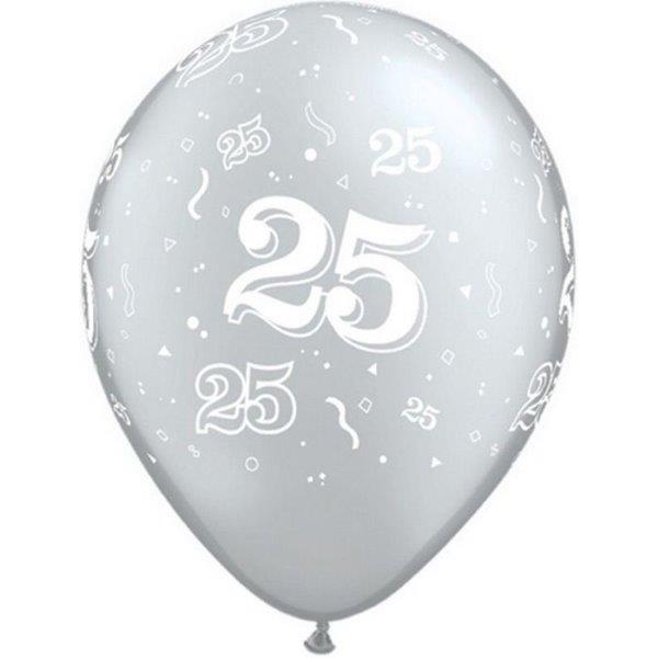 25 Balloons 11" 25 Years - Silver Qualatex