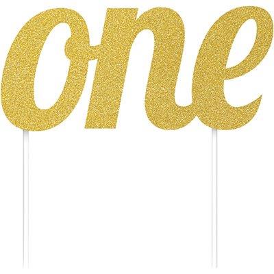 "One" Glitter Cake Topper - Gold Creative Converting