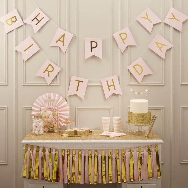 Happy Birthday Pastel Perfection Wreath - Pink