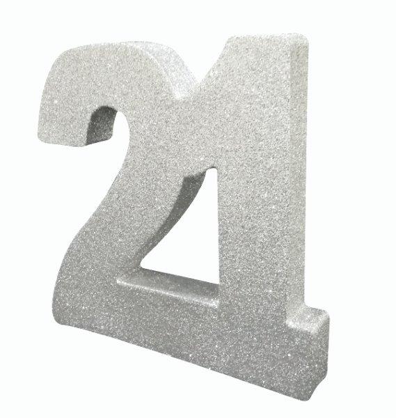 Glitter Silver Centerpiece - 21 Anniversary House