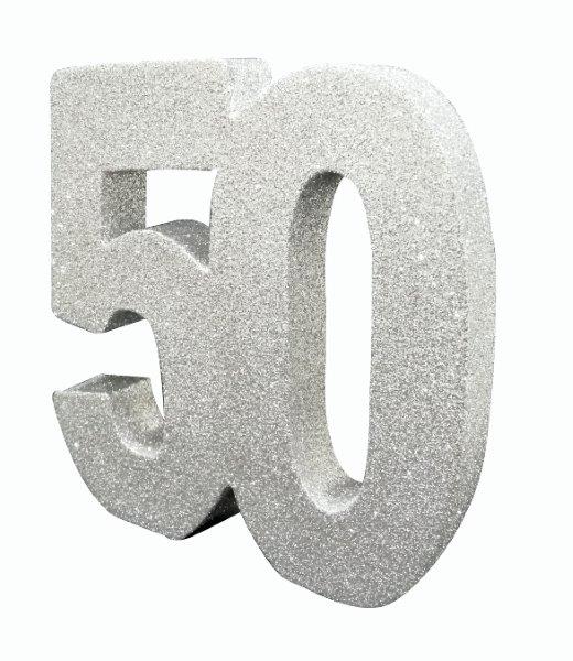 Glitter Silver Centerpiece - 50 Anniversary House