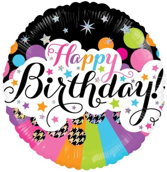 18" Happy Birthday Colors Foil Balloon Kaleidoscope