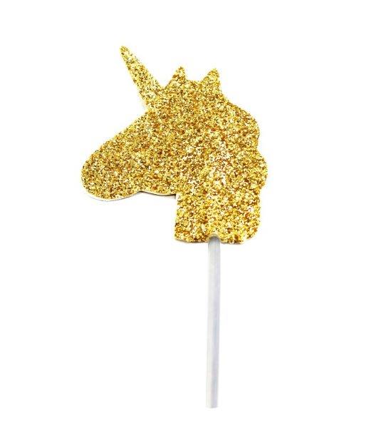 Unicorn Glitter CupCake Topper - Gold