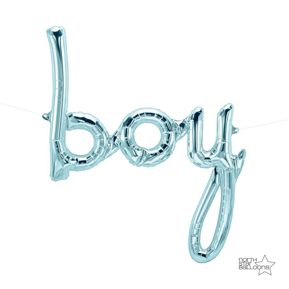 Balão Foil 42" Boy Script - Pastel Blue NorthStar
