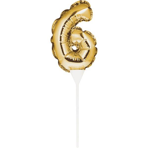 Mini Foil Balloon Cake Topper nº 6 - Gold Creative Converting