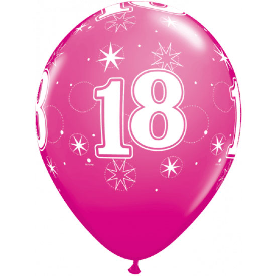 6 Balloons 11" 18 Years - Wild Berry