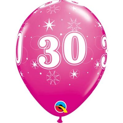 6 Balloons 11" 30 Years - Wild Berry