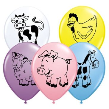 25 11" Farm Animal Balloons Qualatex