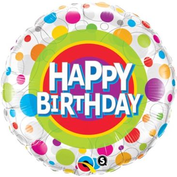 18" Happy Birthday Polka Dot Foil Balloon Qualatex