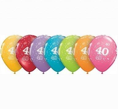 6 Balloons 11" 40th Birthday Qualatex