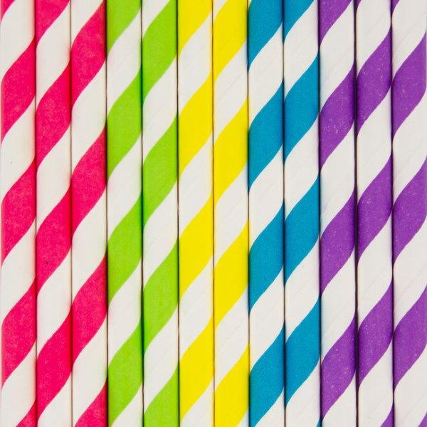 25 Striped Straws - Multicolor Mix My Little Day
