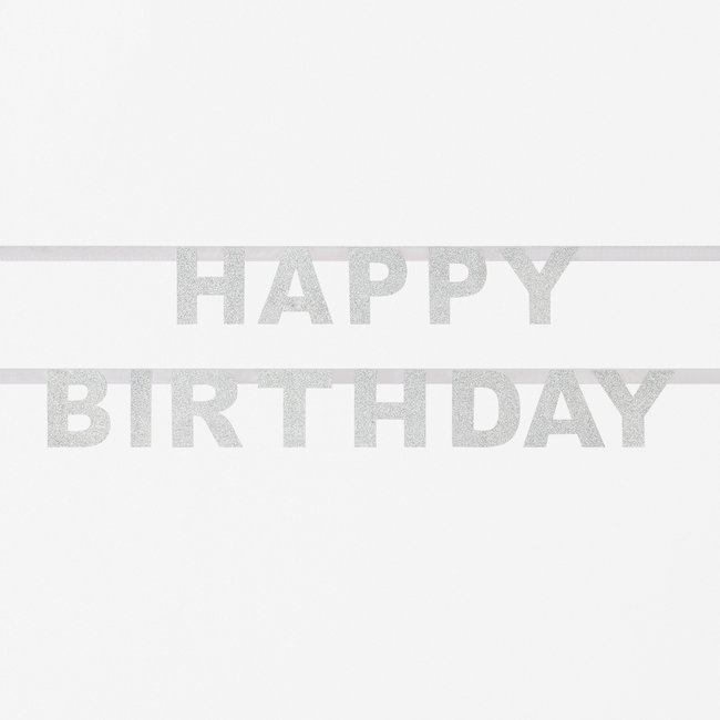 Grinalda Glitter Happy Birthday - Prata [%marca_nome%]