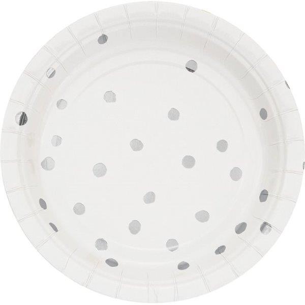 Plates 18cm Silver Foil Polka Dots