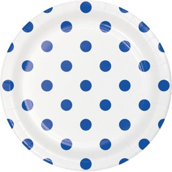 18cm Polka Dot Plates - Cobalt Blue Creative Converting