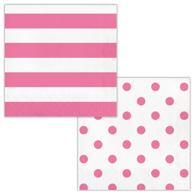 Polka Dots / Stripes Napkins - Pink Creative Converting