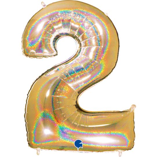 40" Foil Balloon nº 2 - Holographic Gold Grabo