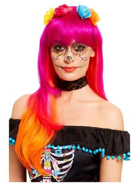 Day of the Dead Wig - Orange Smiffys
