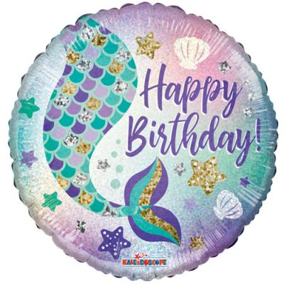 18" Holographic Mermaid Foil Balloon Kaleidoscope