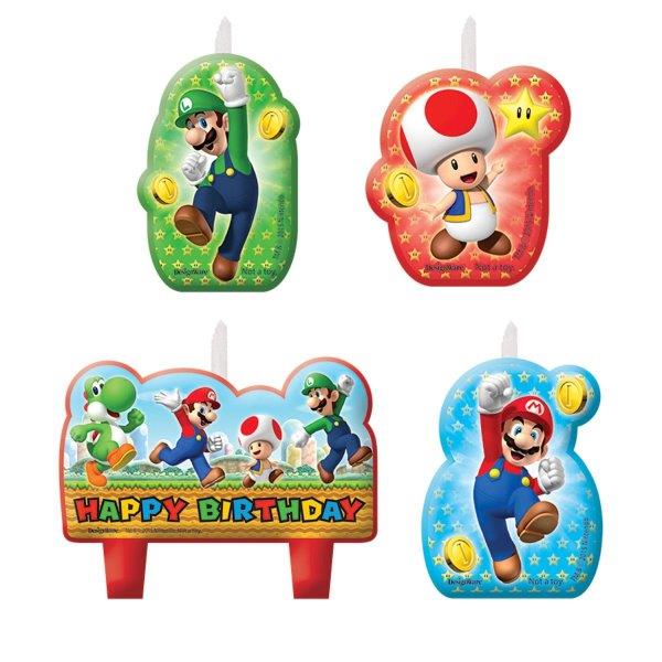 4 Super Mario Candles Amscan