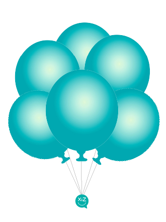 6 Balões 32cm - Turquesa Metalizado