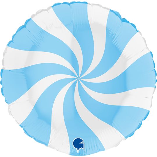 Globo Foil 18" Swirl - Blanco/Azul Celeste Grabo