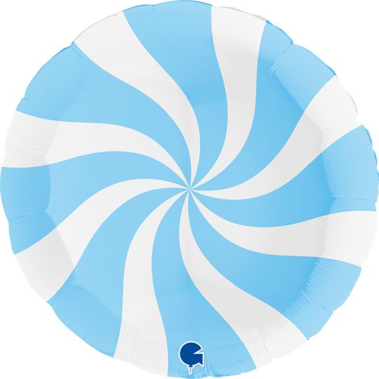 Balão foil 36" Swirl - Branco - Azul Céu Grabo